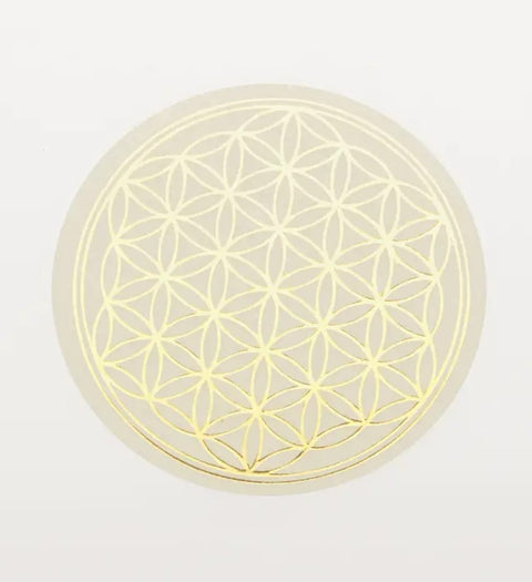Blume des Lebens Aufkleber, 10 Stück, Silber und Gold, Durchmesser 3cm