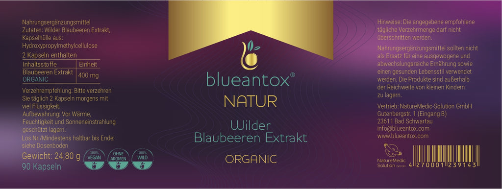 blueantox®NATUR Wilder Blaubeerextrakt ORGANIC - blueantox® WildeBlaubeeren-Shop.de