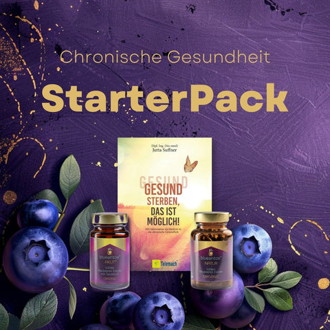 StarterPaket Chronische Gesundheit: blueantox NATUR, blueantox AKUT und Buch Gesund Sterben