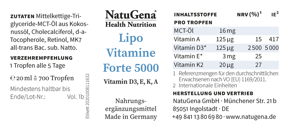 Vitamin D LipoVitamine Forte 5000 von NatuGena - blueantox® 